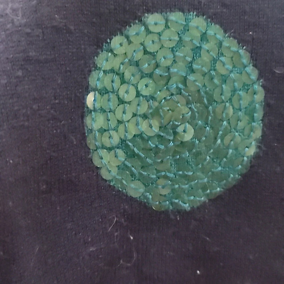 Who's Who navy blue teal dot sequin cardigan sweater xl silk wool - Picture 2 of 8